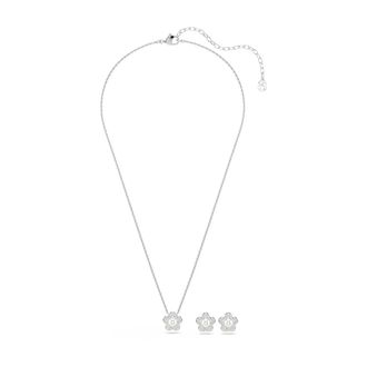 Swarovski Ariana Grande Bloem Hanger & Oorbellen Set - Dames - Kettingen - Grijs - ONE Size - Accessoires