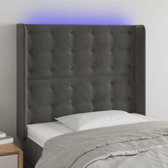 vidaXL Cabecero Con Led De Terciopelo Gris Oscuro 93x16x118/128 Cm Vidaxl
