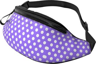 Generic Purple Polka Dot Print (Q) Chest Bag Waist Bag Unisex Bumbags For Hiking Jogging Shopping 14X35Cm
