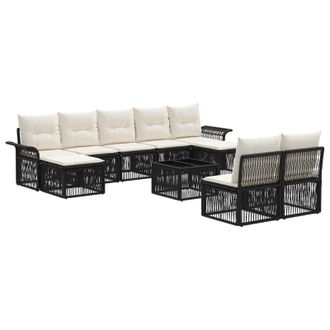 vidaXL Conjunto De Sof&aacute;s De Jard&iacute;n 10 Pcs Negro Rat&aacute;n Sint&eacute;tico Vidaxl