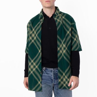 Burberry EKD Check Print Wool Shirt, Size X-Small