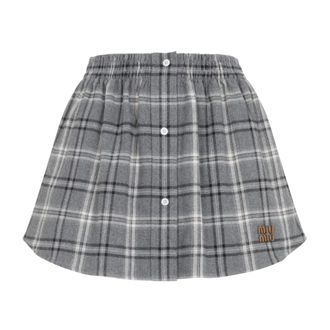 Miu Miu Rokken, Dames, Grijs, M, Katoen, Cotton Midi Rok