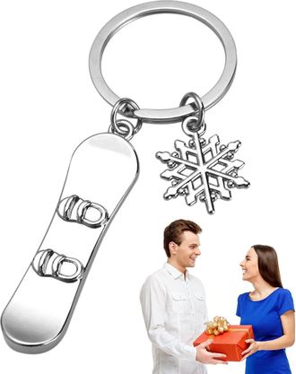 Generic Snowboard Pendant Keychain - Alloy Snowboard Charm Keychain | Metal Key Ring Charm | Ski Keychain | Metal Keyring, Snowboard Gift, Winter Athletics Sn