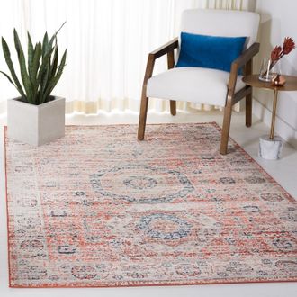 Safavieh Madison Machine Made Area rug, Rust / Ivory Traditional Style Easy Care