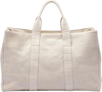 Chanel Bolso Tote Pre-owned de Piel de Cordero Grabada - Pre-owned - Mujer - Beige - ONE SIZE
