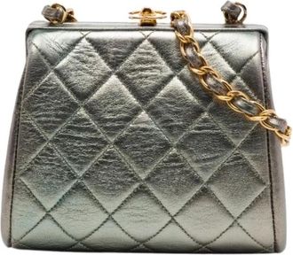 Chanel Pre-owned Leather chanel-bags - Dames - Vintage Handtas - Grijs - ONE Size - Vintage