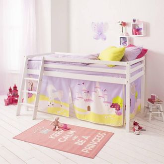 N&ouml;a & Nani Moro Cabin Bed with Ladder and Princess Fairytale Tent in White | Size: Single