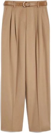 Max Mara Paride Broek - Dames - Wijde Broeken - Bruin - M - Wol - Broeken