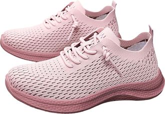 Generic Ladies Slip on Gym Shoes Orthopedic Running Shoes Womens Casual Breathable Tie Single Shallow Mouth Flyweave Mesh Soft Bottom Sports Womens Walking Sn
