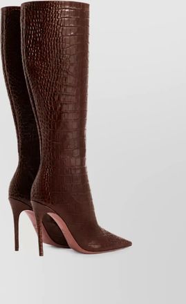 PARIS TEXAS leather crocodile print knee high boots