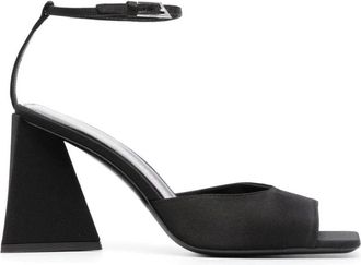 The Attico Piper Square Toe Satijnen Sandalen - Dames - Sandalen met hakken - Zwart - 37 EU - Satijn - Schoenen