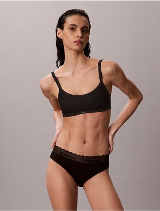 Calvin Klein Womens Icon Cotton Lace Trim Bikini - Black - XL