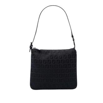 Fendi Pre-owned Canvas Shoulder Bag - Dames - Pre-owned - Zwart - Maat: ONE Size Leer