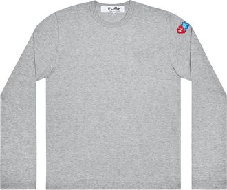 Comme Des Gar&ccedil;ons FW25 x Invader Double Pixel Heart Long Sleeve T-Shirt Gray AZ-T330-051-2