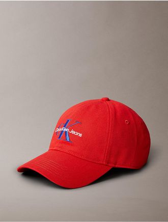 Calvin Klein Mens Embroidered Monologo Baseball Cap - Red
