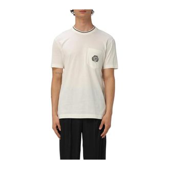 Dolce & Gabbana T-Shirts, male, White, Size: 2XL Embroidered Pocket Tee