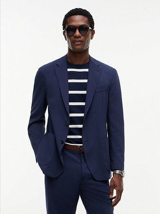 Tommy Hilfiger Tech Regular Fit Wool Blend Seersucker Blazer