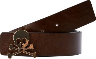Scalpers Spring Skull Leather Belt in Blackbrown at Nordstrom, Size Medium