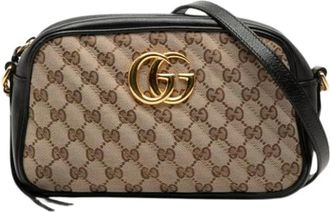 Gucci Pre-owned Cross Body Bags, female, Beige, Size: ONE SIZE Pre-owned Quilted Canvas Crossbody Bag
