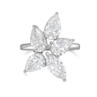Diana M. Jewels Platinum 8.00cts Lab Grown Pear and Marquise cut Diamond Cluster Ring