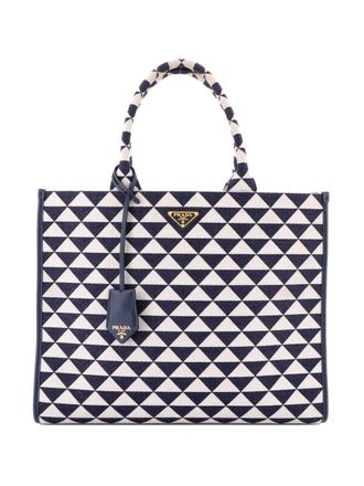Prada Symbole Shopper Jacquard Large tote bag - Blue
