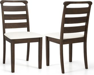 Costway Modern Dining Chair Set of 2 Upholstered Farmhouse Chairs-Walnut
