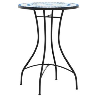 Berkfield Home Mosaic Bistro Set Blue & White Iron & Ceramic