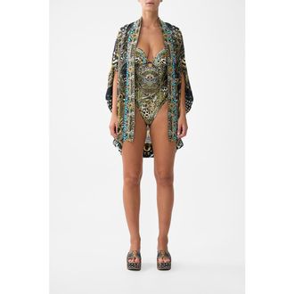 Camilla Open Front Cardi Cape in Feline Folklore at Nordstrom, Size One Size Au