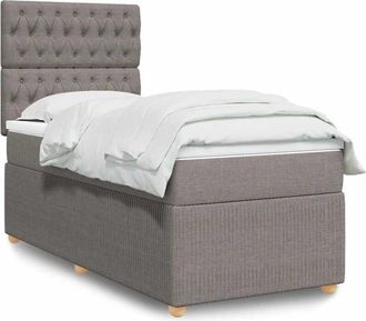 vidaXL Cama Box Spring Con Colch&oacute;n Tela Gris Taupe 90x190 Cm Vidaxl