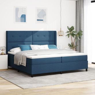 vidaXL Box Spring Bed with Mattress Blue 200 x 200 cm Fabric vidaXL