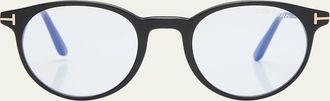 Tom Ford Mens Round Acetate Blue Light Blocking Glasses