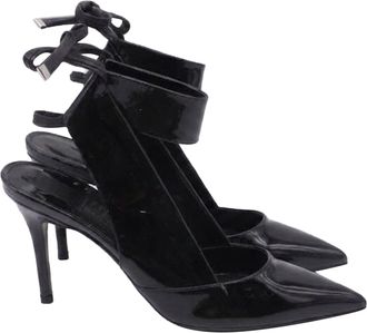 Ferragamo Ankle-Strap Pump with Transparent PVC Detail in Black Patent Leather