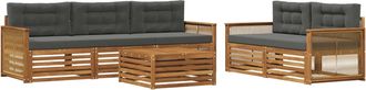 vidaXL Conjunto De Sof&aacute;s De Exterior 6 Uds. Natural Y Antracita Vidaxl