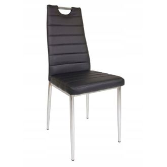 OEM Silla De Comedor De Cuero Sint&eacute;tico Negro Con Asa Cromada