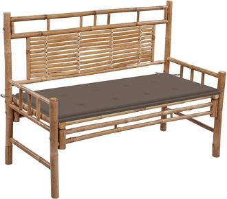 vidaXL Banco De Jard&iacute;n Con Coj&iacute;n Bamb&uacute; 120 Cm Vidaxl