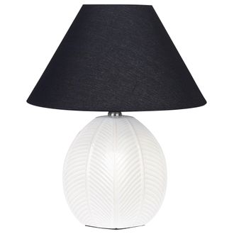 Beliani Beliani - L&aacute;mpara De Mesa De Cer&aacute;mica Beige Crema Negro 42 Cm Pantalla De Tela Cadena