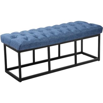 Clp Taburete Pie De Cama Amun Tela & Negro Azul 120 Cm