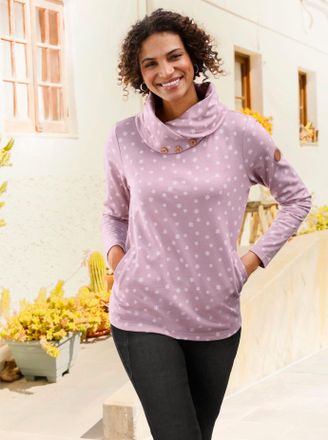 Casual Looks Sweatshirt CASUAL LOOKS, Damen, Gr. 36, bunt (mauve, wei&szlig;, bedruckt), 100% Baumwolle, bedruckt, gemustert, mehrfarbig, Sweatshirts Sweatshirt