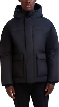 Karl Lagerfeld Hooded Puffer Jacket in Black at Nordstrom, Size X-Large