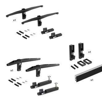 Emuca Emuca - Kit De Soportes Para 1 Estante De Madera, 1 M&oacute;dulo Y 1 Barra De Colgar De Longitud 1m Zero, Zamak, Pintado Color Negro Texturizado