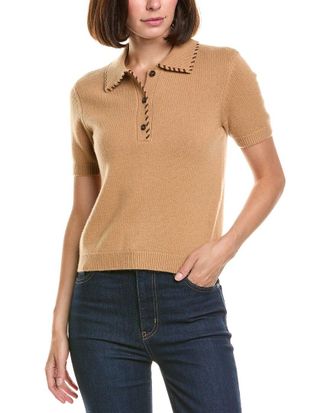 Frame Denim Frame The Leather Stitch Wool & Cashmere-Blend Polo Sweater
