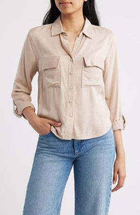 Beach Lunch Lounge Felicity Button-Up Shirt in Birch at Nordstrom, Size X-Large