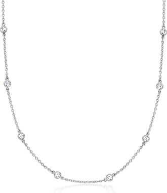 Ross-Simons Moissanite Station Necklace in Sterling Silver