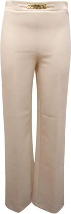 Twinset Italiaans gemaakt sneeuwmodel zijrits broek - Dames - Wijde Broeken - Beige - XS - Broeken