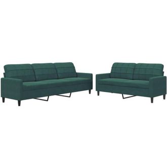 vidaXL Juego De Sof&aacute;s Con Cojines 2 Piezas Terciopelo Verde Oscuro Vidaxl