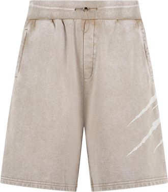 Plein Sport Washed Shorts Crackle Scratch - Heren - Korte sportbroeken - Beige - 2XL - Katoen - Fitness