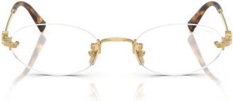 Miu Miu 51mm Oval Rimless Sunglasses in Gold /Clear Blue Light Filter at Nordstrom