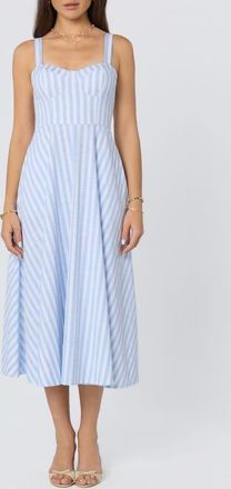 ASTR the Label Isabela Stripe Sweetheart Neck Midi Dress in Blue Stripe at Nordstrom, Size X-Large