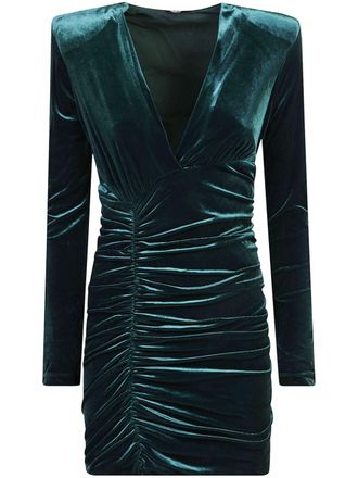 Just Cavalli ruched velvet mini dress - women - Fabric - 38 - Green
