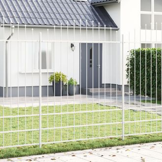 Berkfield Home Fence Panel with Spike Arch White Metal Standard Expandable